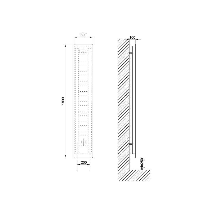 Pure technische tekening 300×1800 mm