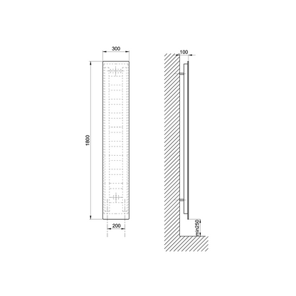 Pure technische tekening 300×1800 mm