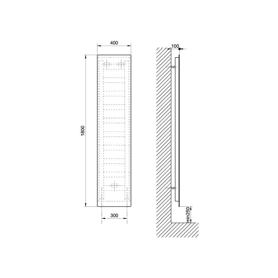 Pure technische tekening 400×1800 mm