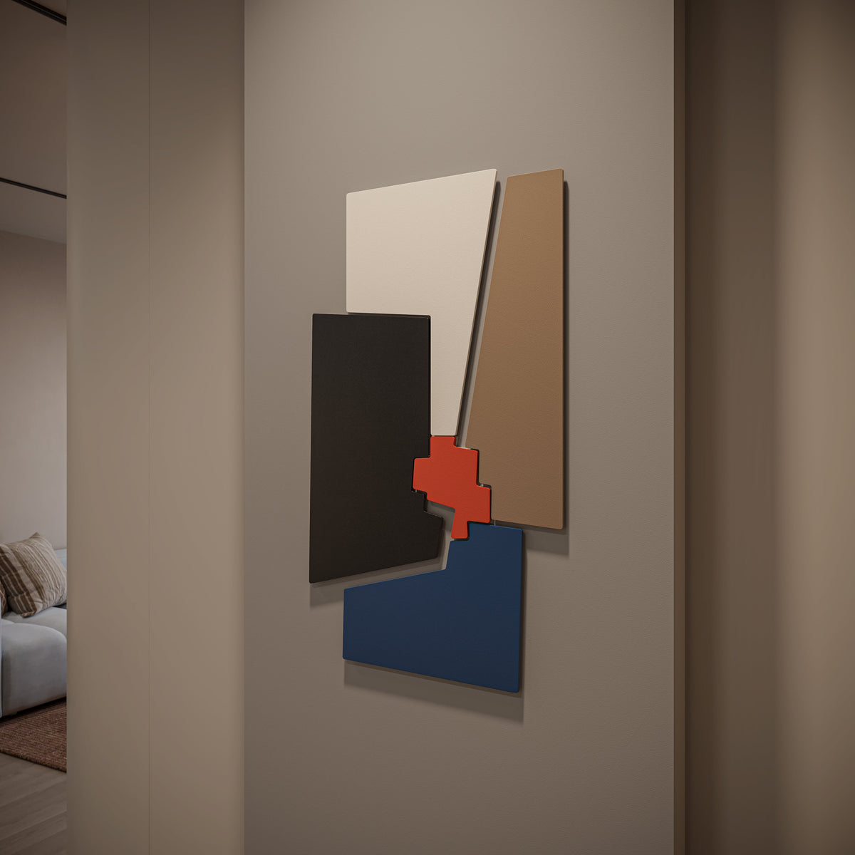 Heatnest Puzzle urban taupe & ember detail