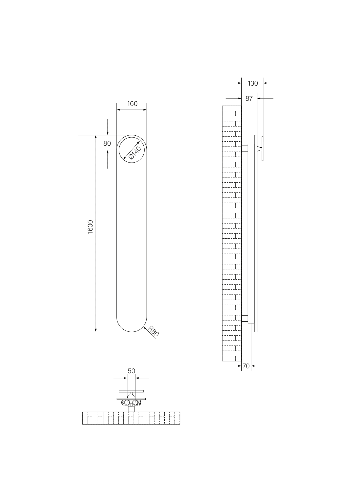 Model O technische tekening 160x1600
