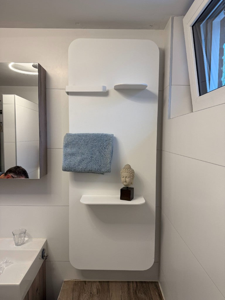 Klantfoto: Oval Delux · 1320×466 · pure ivory · split + haak · elektrisch element